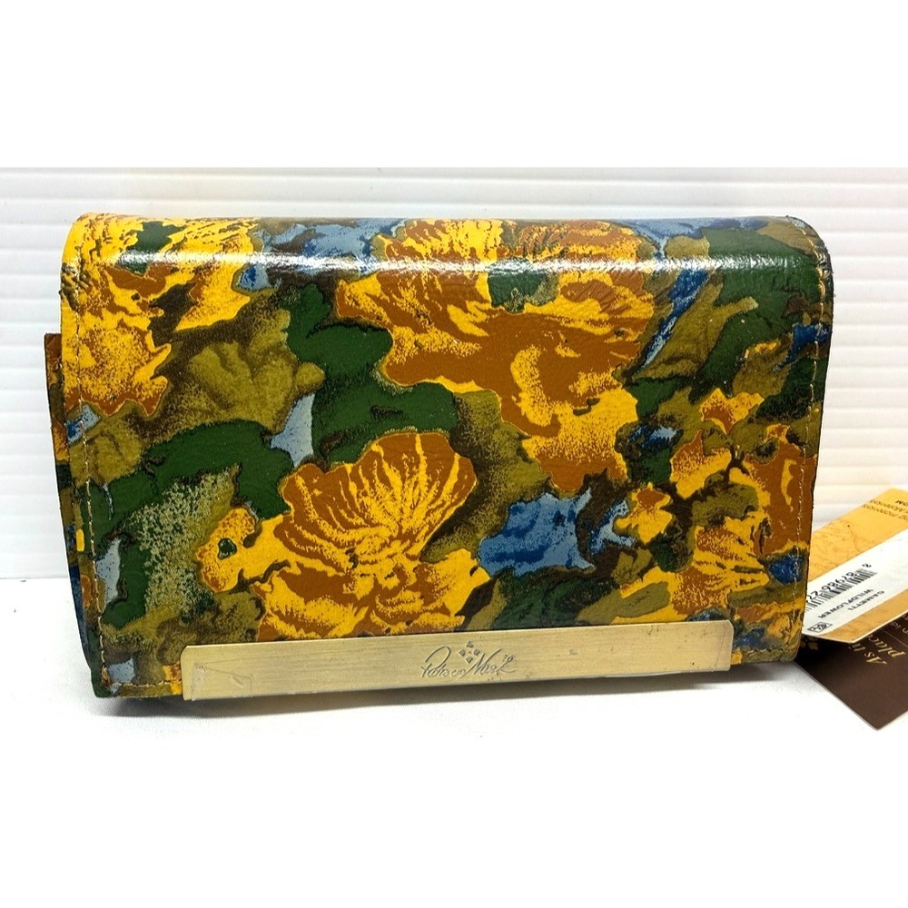 PATRICIA NASH CAMETTI Leather Trifold Wallet Clutch WILDFLOWER FLORAL NWT